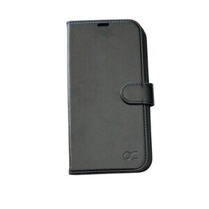 Bocasal Wallet Phone Case for iPhone 15 Plus Dual Camera Genuine Leather Black